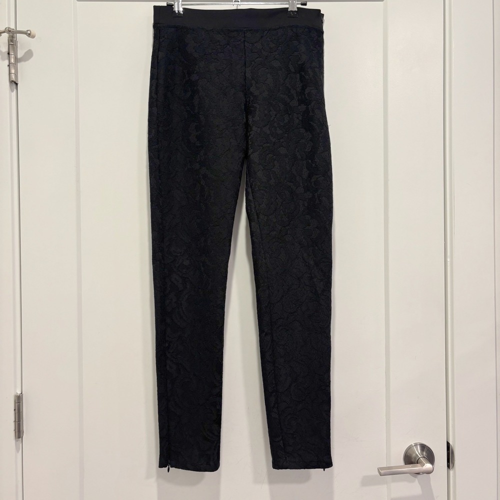 Sandro Paris Black Floral Lace Slim Fit Ankle Zip Trousers P10816H-20 Size 1